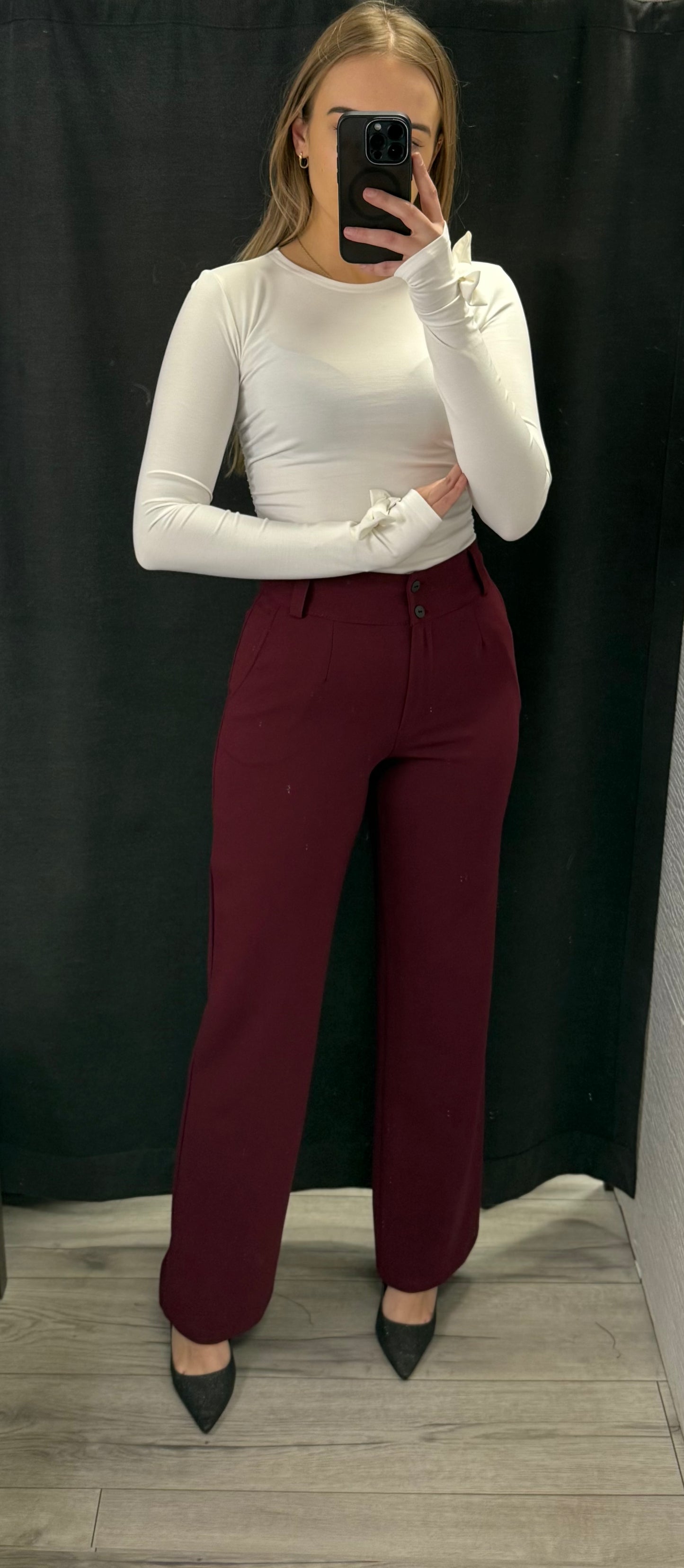 Spodnie eleganckie bordowe