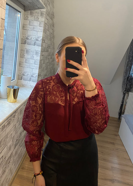 Bluzka bordowa koronka ELEGANT