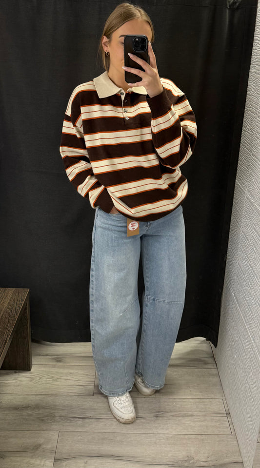 Sweter polo w paski