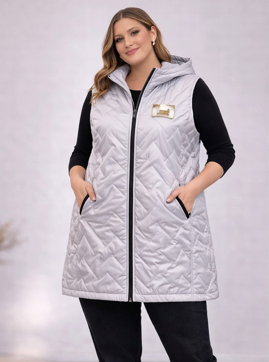 Kamizelka damska plus size z kapturem
