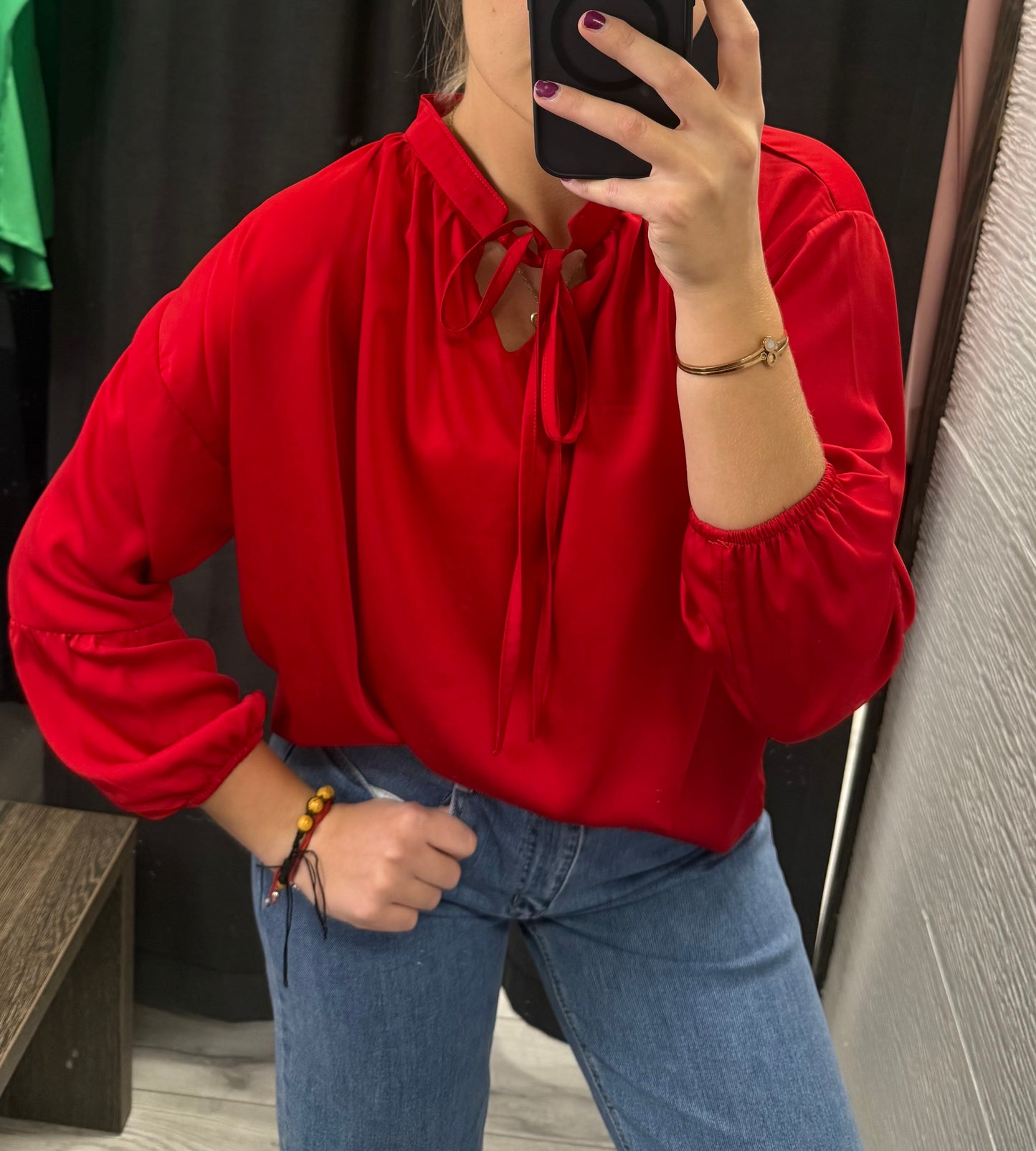 Bluzka satynowa z wiązaniem