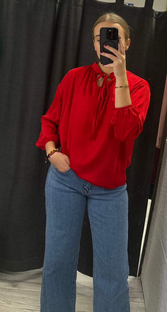 Bluzka satynowa z wiązaniem