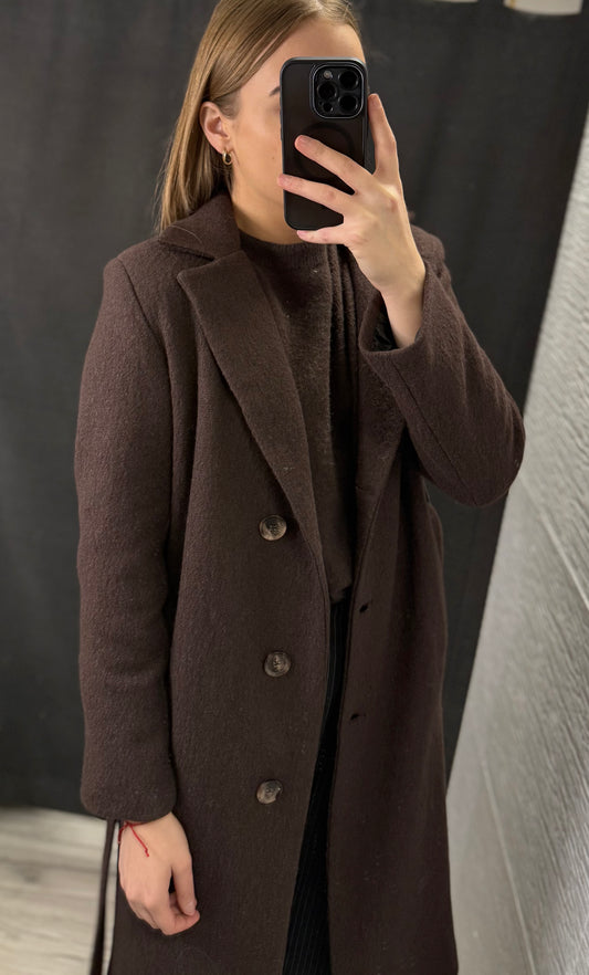 Płaszcz z paskiem- wełna parzona, ocieplany