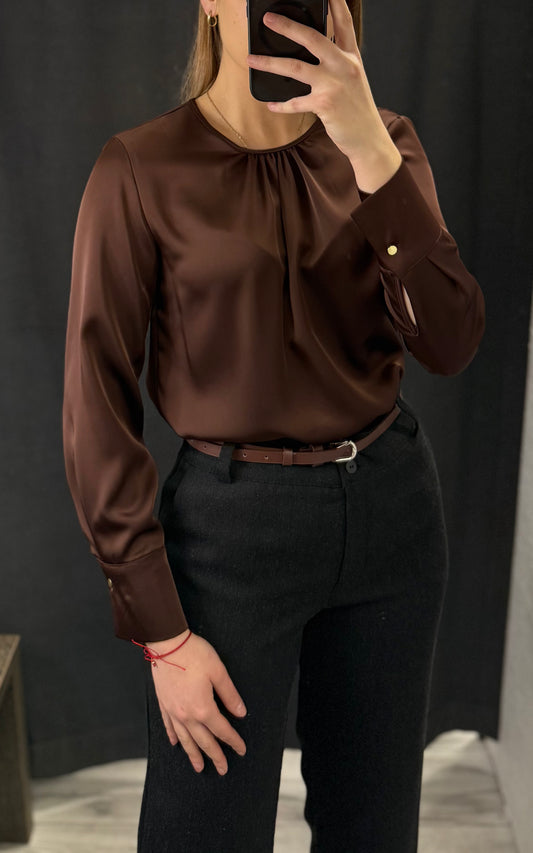 Bluzka satynowa brązowa