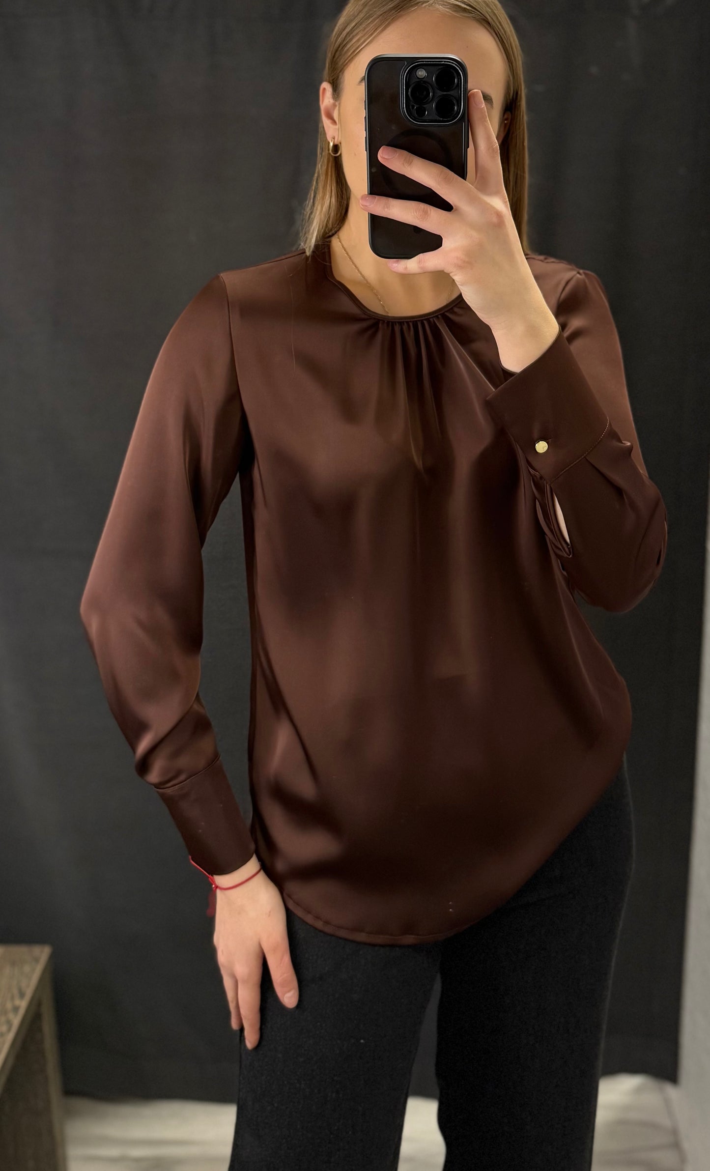 Bluzka satynowa brązowa