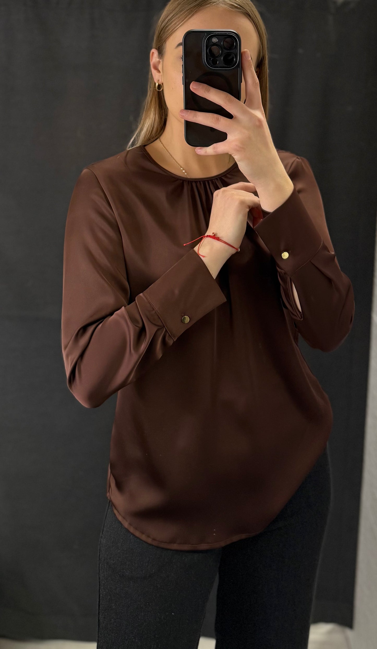 Bluzka satynowa brązowa