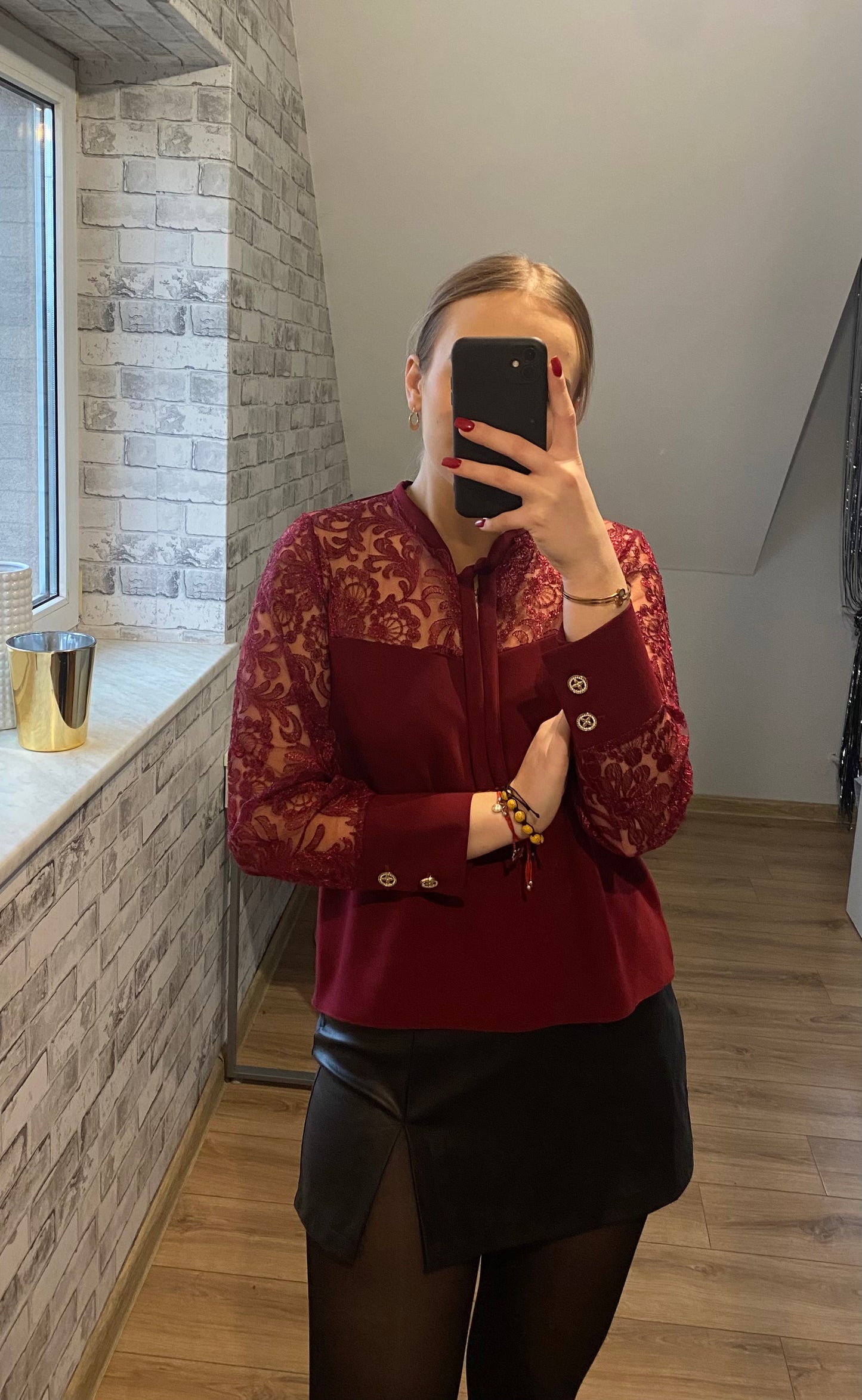 Bluzka bordowa koronka ELEGANT