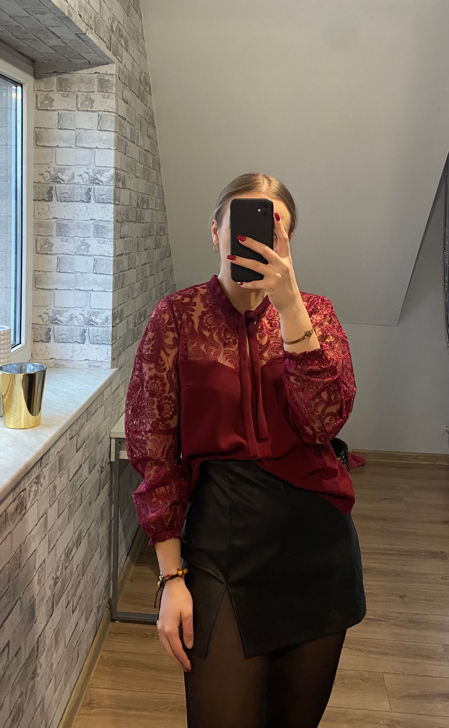 Bluzka bordowa koronka ELEGANT