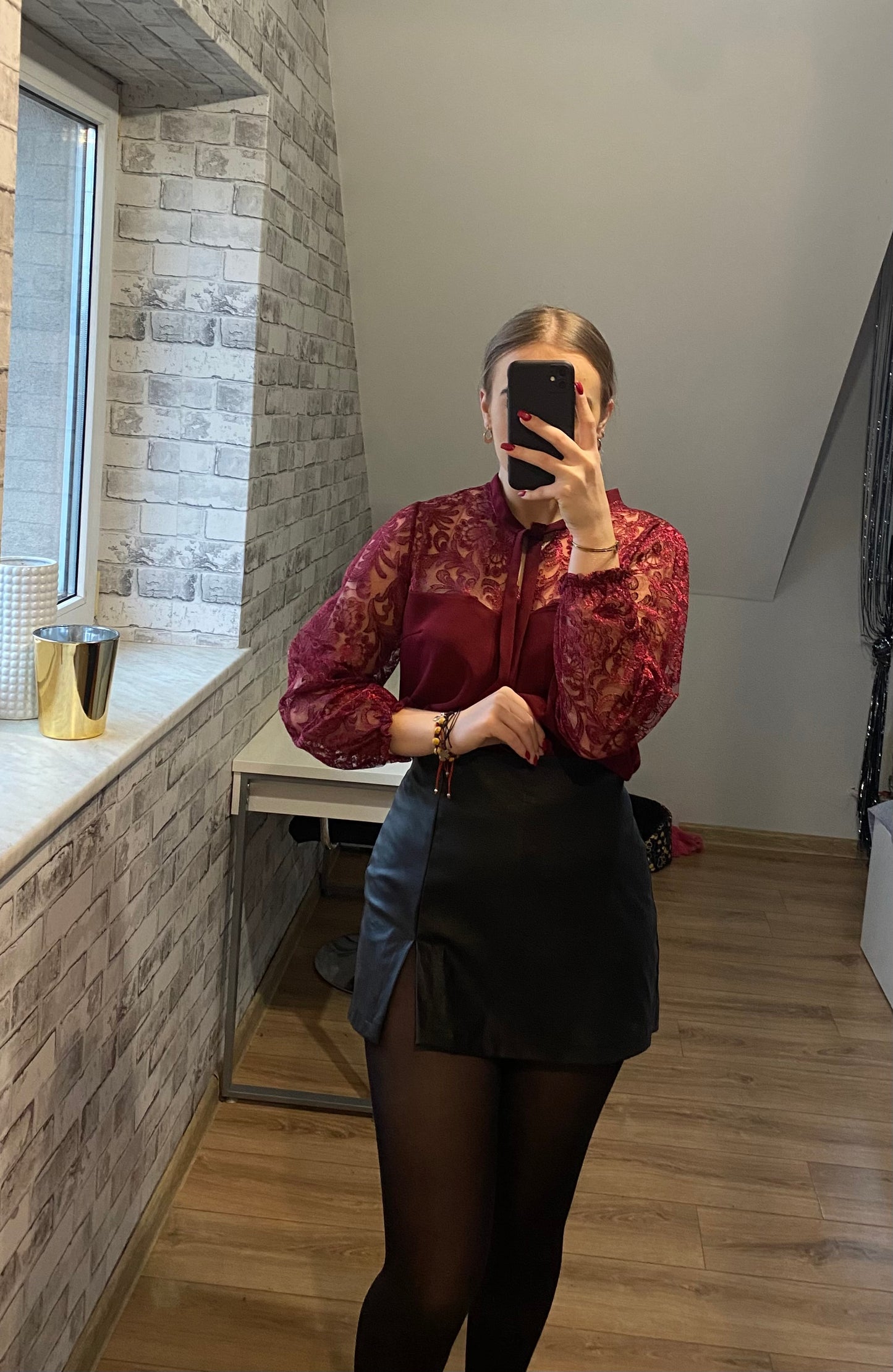 Bluzka bordowa koronka ELEGANT