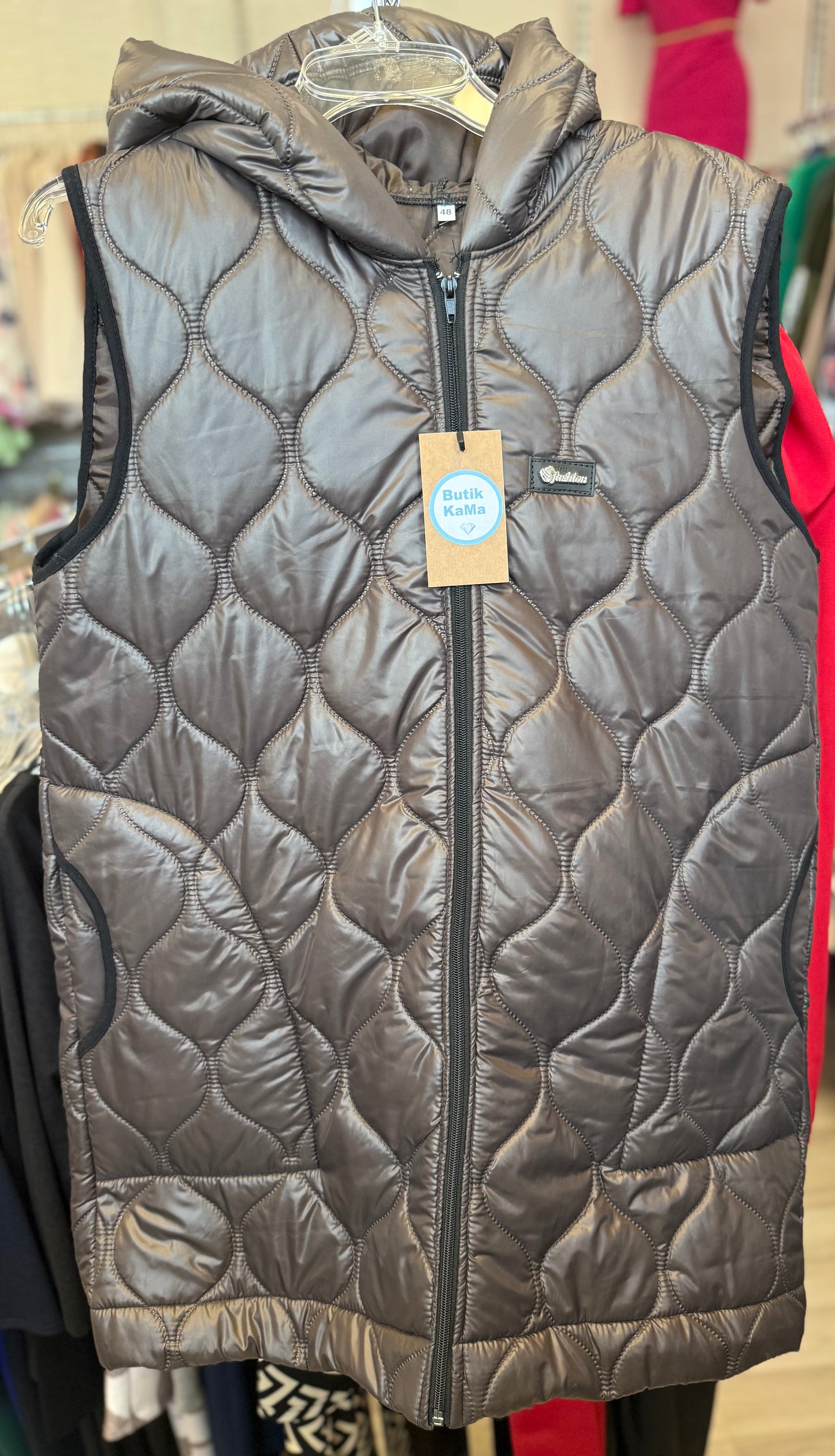 Kamizelka damska plus size z kapturem